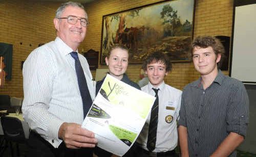 Gympie Mayor Ron Dyne, Youth of Gympie representative Jess Reason, Youth Council Mayor Ricky Dann and Cody Harold, of Noise Magazine. Gympie Mayor Ron Dyne, Youth of Gympie representative Jess Reason, Youth Council Mayor Ricky Dann and Cody Harold, of Noise Magazine.